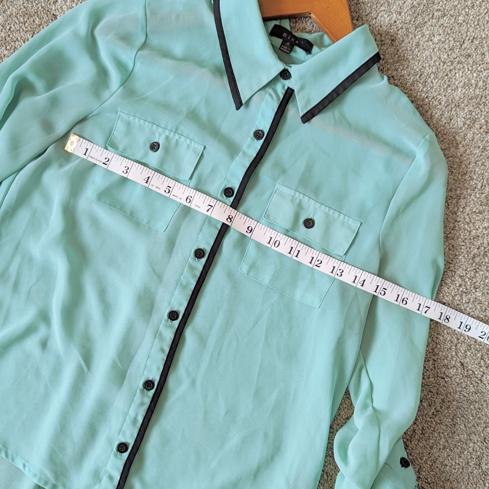 Light Teal & Black Button Down - Picture 5 of 8